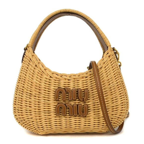 Miu Miu Beige Rattan 2way Handbag NQ00791 - Picture 1 of 5